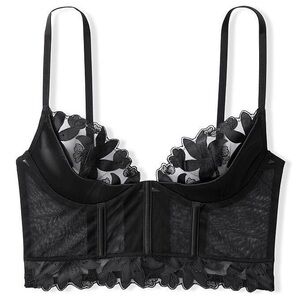 VICTORIA'S SECRET VERY SEXY FLORAL EMBROIDERED QUARTER CUP CORSET BRA TOP 36DD